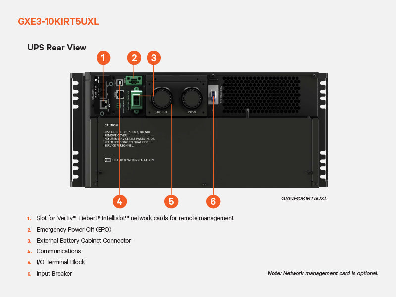 Vertiv Liebert GXE3-10KIRT5UXL Unterbrechungsfreie Stromversorgung (USV) Doppelwandler (Online) 10 kVA 10000 W GXE3-6000IRT4UXL