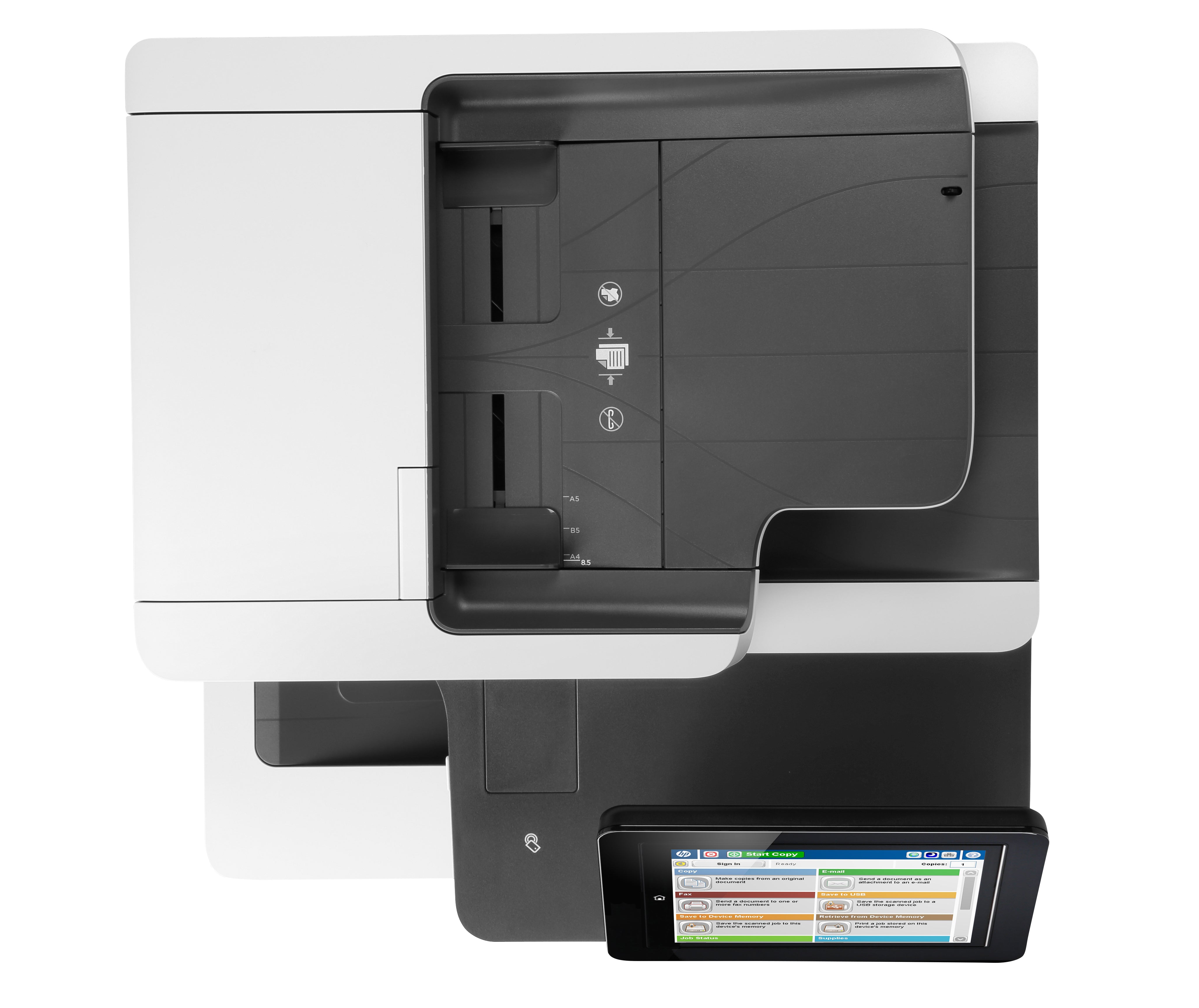HP Color LaserJet Enterprise Flow MFP M577c, Farbe, Drucker für Unternehmen, Drucken, Kopieren, Scannen, Faxen, Eingabe für 100 Blatt; Drucken über den USB-Anschluss an der Vorderseite; Scannen an E-Mail/PDF; Duplexdruck B5L54A#B19