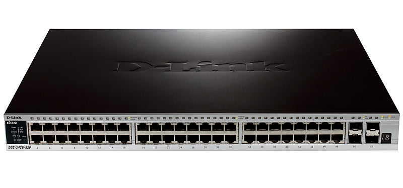 D-Link DGS-3420-52P Netzwerk-Switch Managed L2 Power over Ethernet (PoE) Schwarz DGS-3420-52P