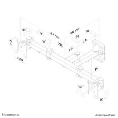 Neomounts FPMA-W960D Doppel Monitor-/TV-Wandhalterung 10-27" - volle Bewegung FPMA-W960D