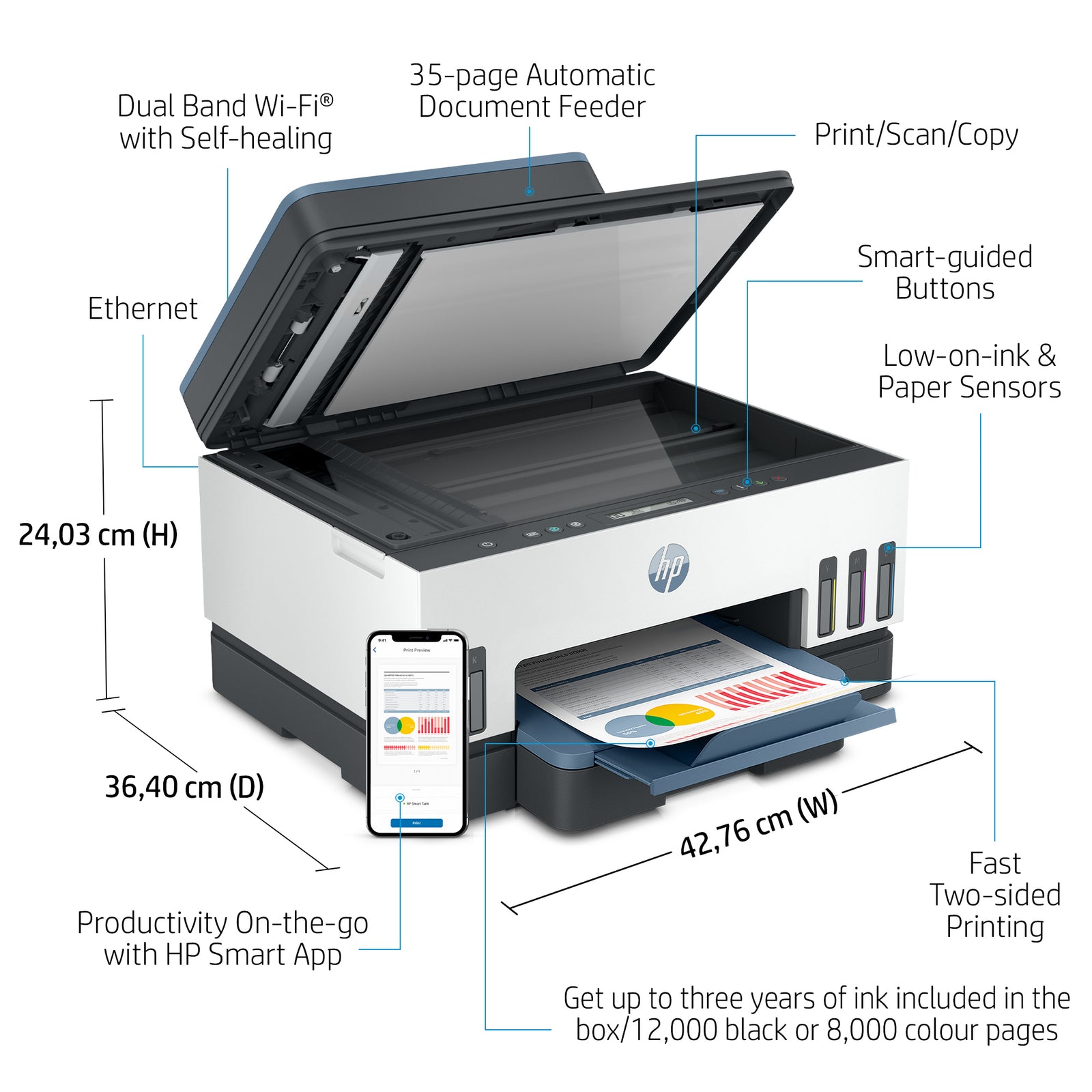 HP Smart Tank 7306 All-in-One Drucker mit 3 Jahren Tinte