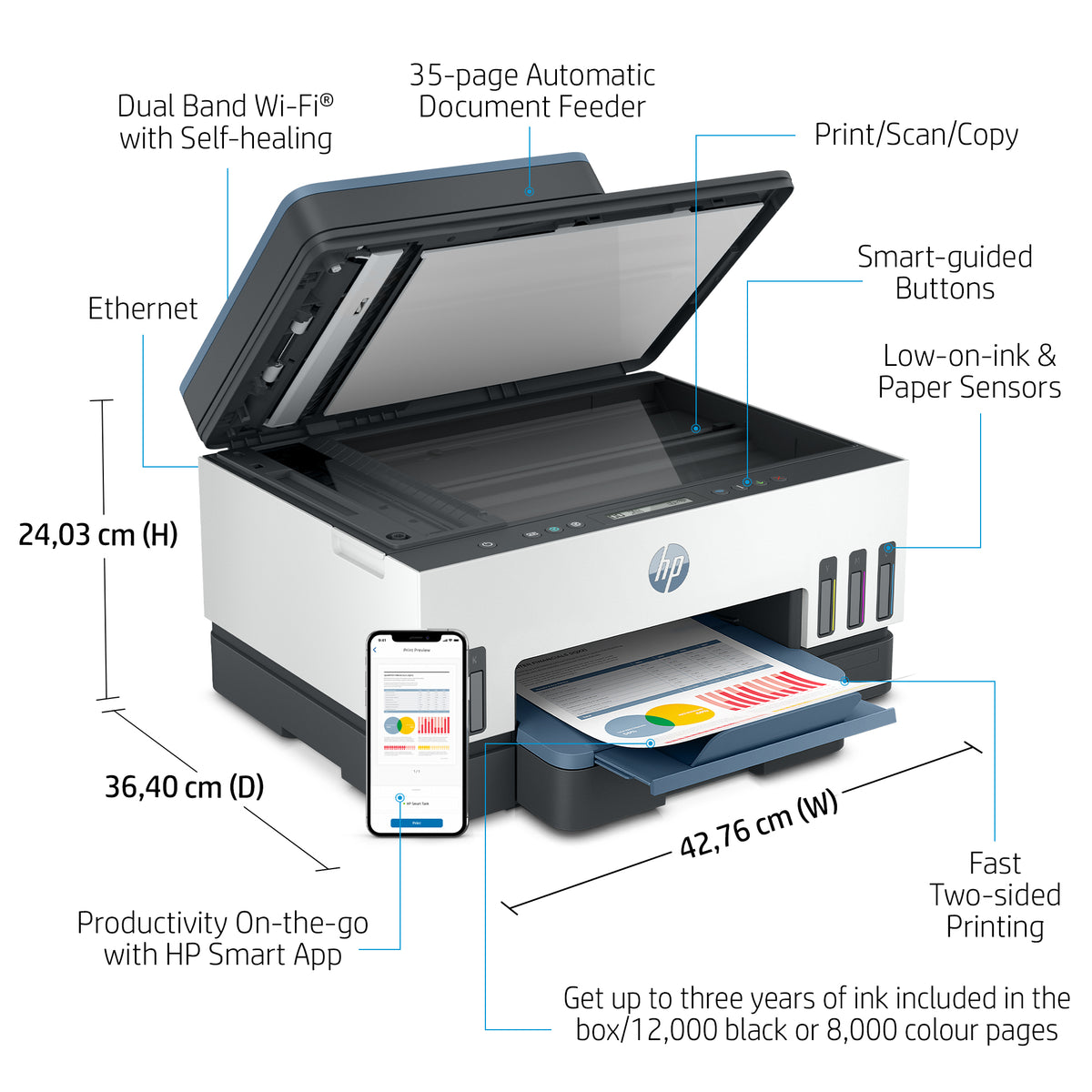 HP Smart Tank 7306 All-in-One Drucker mit 3 Jahren Tinte