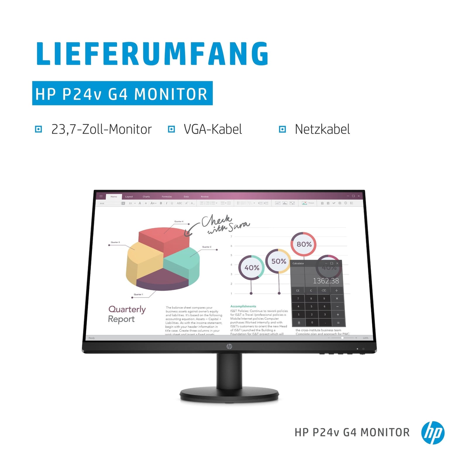 HP P24v G4 Computermonitor 60,5 cm (23.8") 1920 x 1080 Pixel Full HD Schwarz 9TT78AABB - Compridis