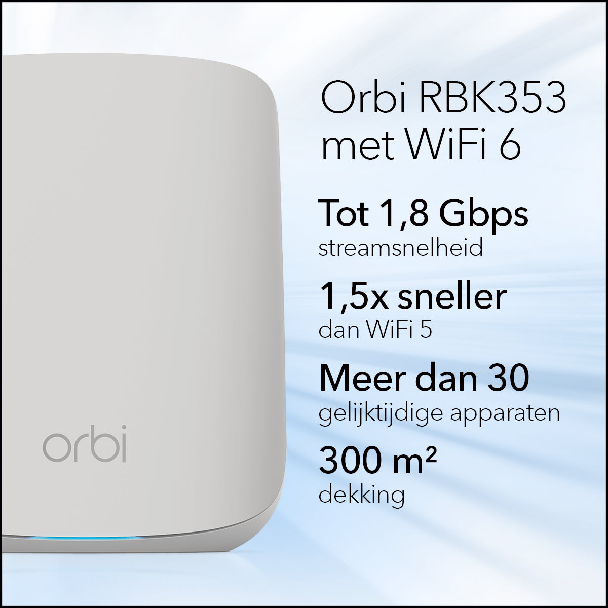 NETGEAR Orbi RBK353 AX1800 WiFi 6 Dual-band Mesh System Dual-Band (2,4 GHz/5 GHz) Wi-Fi 6 (802.11ax) Weiß 7 Intern RBK353-100EUS