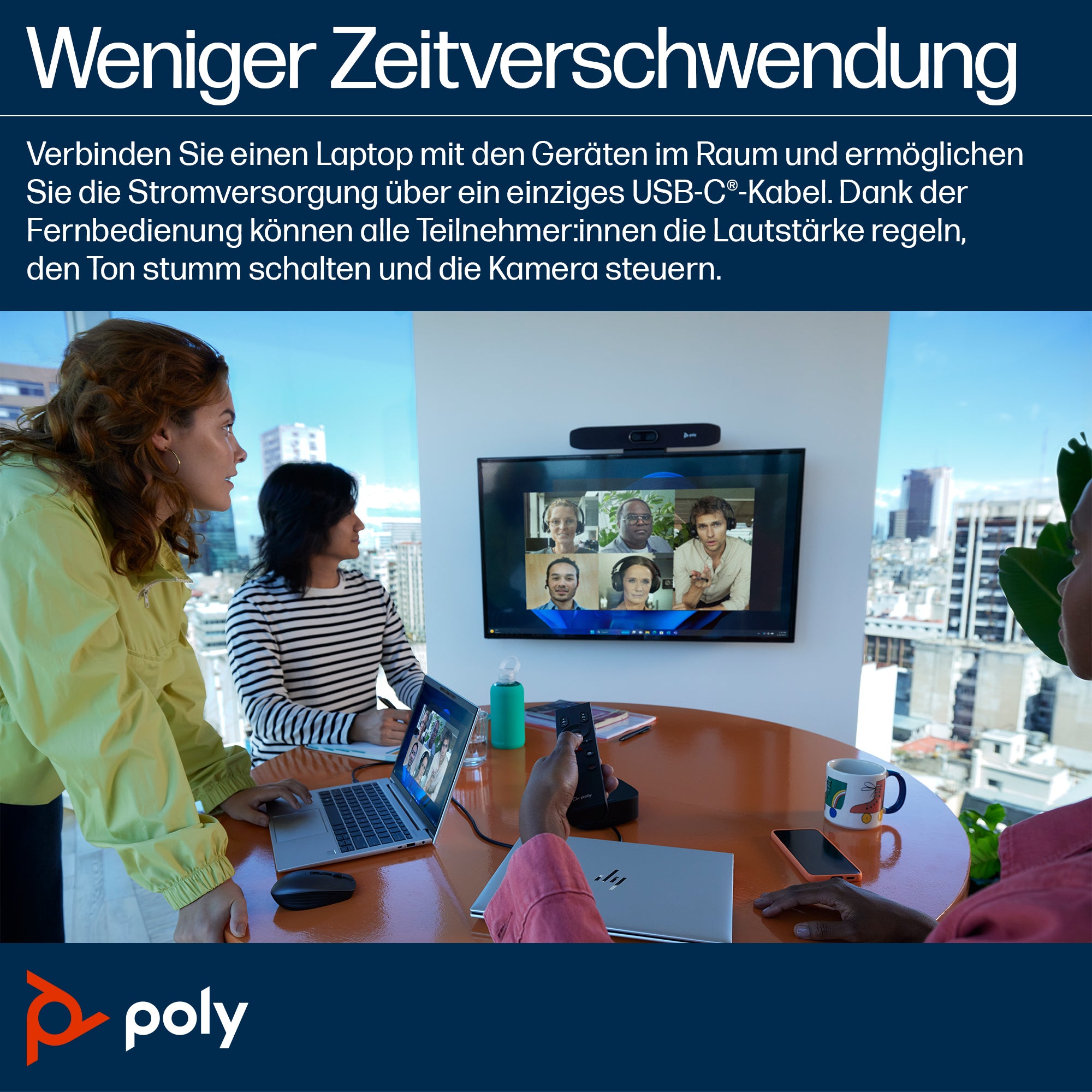 HP Poly Studio R30 USB Videoleiste und BT Remote mit HP USB-C Dockingstation G5 (ABB) 9U3T1AA
