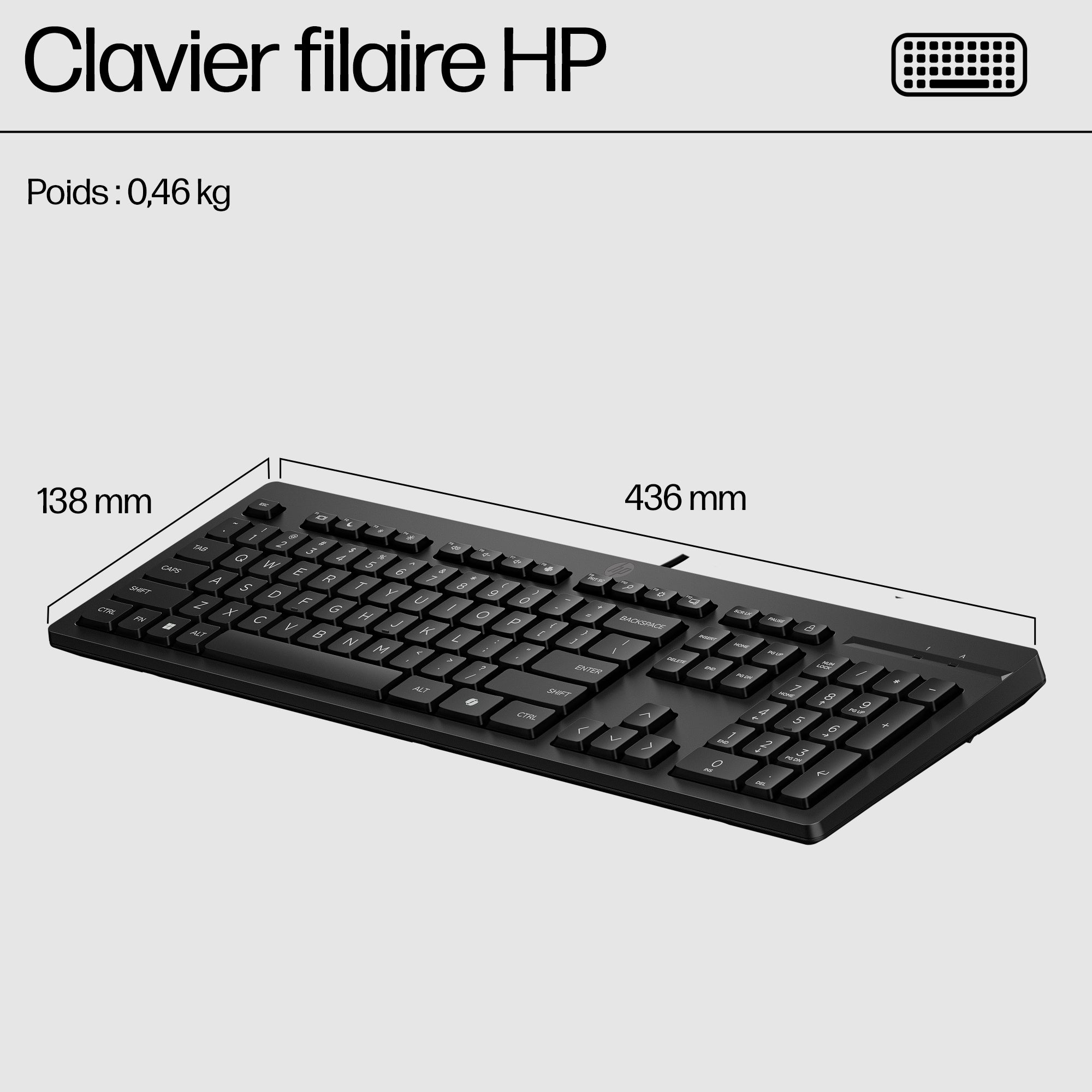 HP 125 Bedraad toetsenbord QWERTY Spaans M27527 - 071 - Compridis