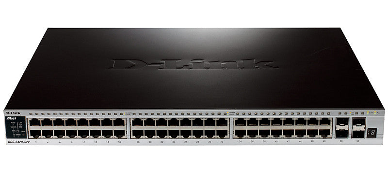 D-Link DGS-3420-52P Netzwerk-Switch Managed L2 Power over Ethernet (PoE) Schwarz DGS-3420-52P