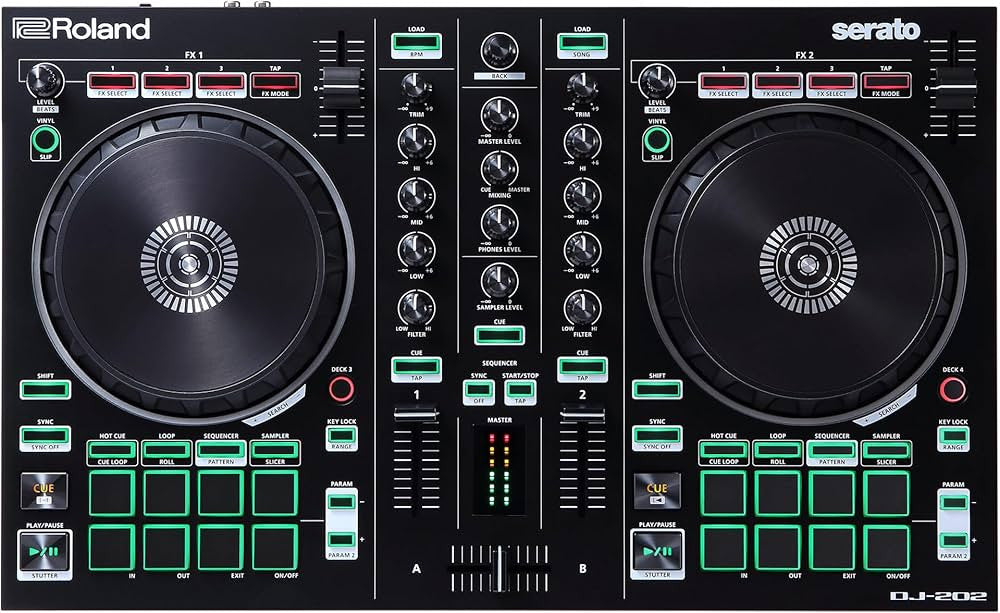 Roland DJ-202 DJ-Controller Digital Vinyl System (DVS) Scratcher 2 Kanäle Schwarz DJ-202