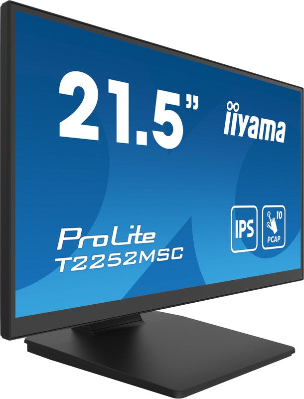 iiyama ProLite 21.5" (54.5 cm) PCAP 10-Punkt Multi-Touch-Monitor mit Edge-to-Edge Glas Design, IPS-Panel-Technologie und Anti-Fingerprint-Beschichtung T2252MSC-B2