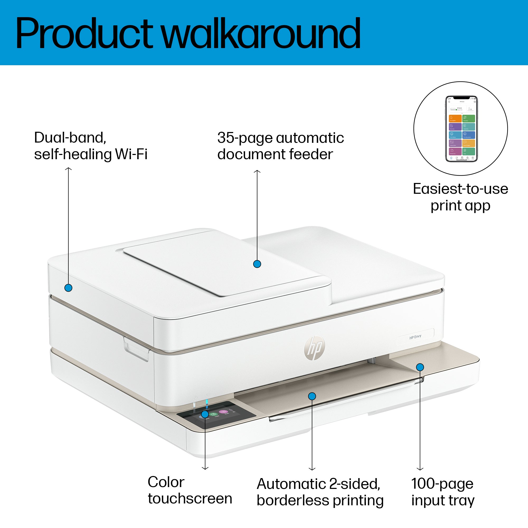 HP ENVY 6532e Wireless All-in-One Farbe Drucker, Instant Ink; Fotodruck