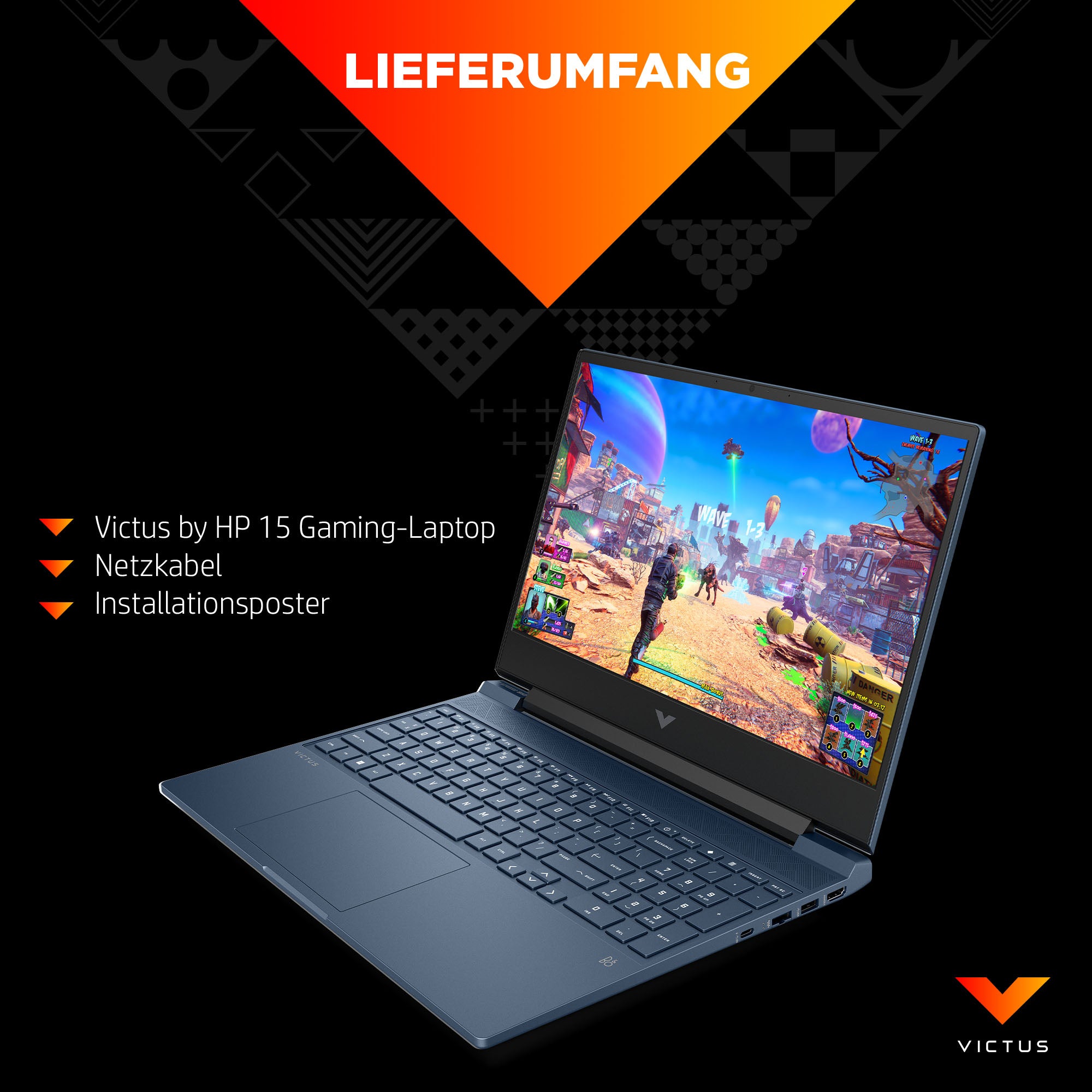 HP Victus Gaming Victus 15-fa0055ng Intel® Core™ i5 i5-12450H Laptop 39,6 cm (15.6") Full HD 8 GB DDR4-SDRAM 512 GB SSD NVIDIA GeForce RTX 3050 Wi-Fi 6 (802.11ax) Windows 11 Home Schwarz 72X75EA#ABD