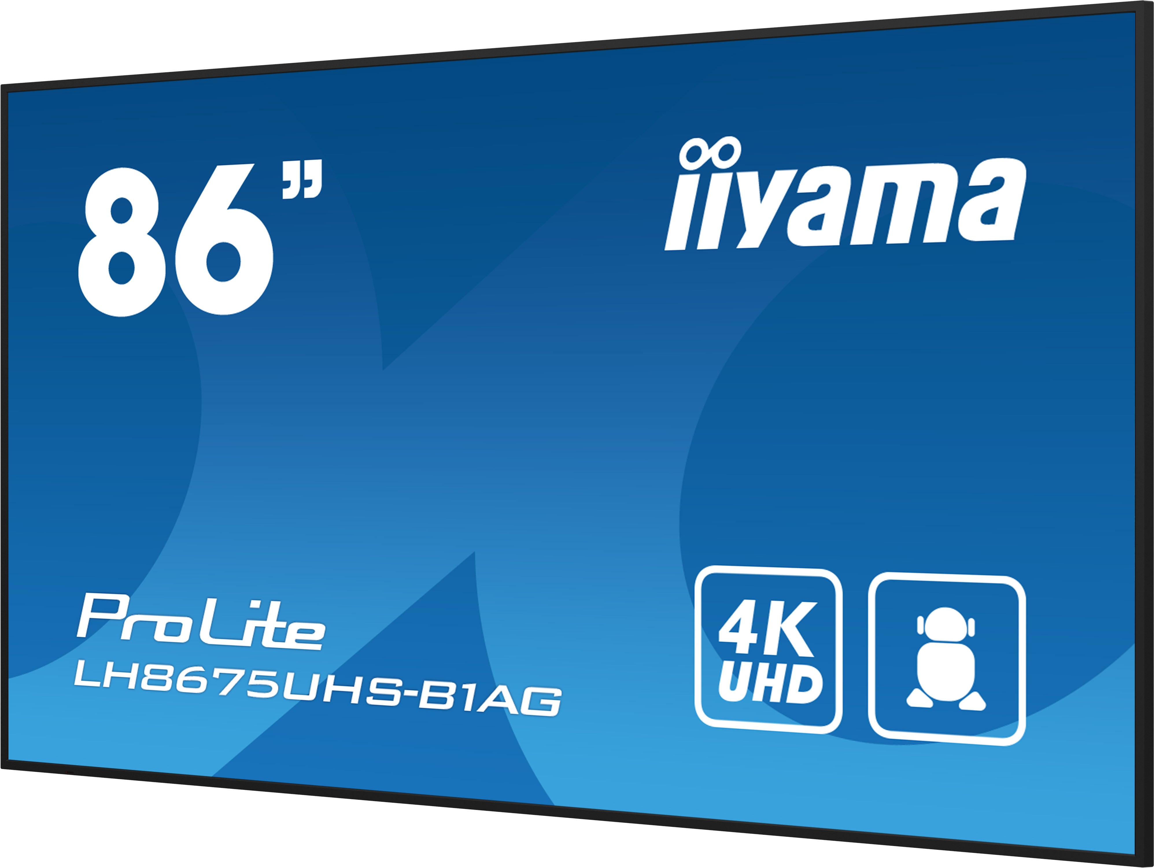 iiyama LH8675UHS-B1AG Signage-Display Digital Signage Flachbildschirm 2,17 m (85.6") LCD WLAN 500 cd/m² 4K Ultra HD Schwarz Eingebauter Prozessor Android 11 24/7 LH8675UHS-B1AG