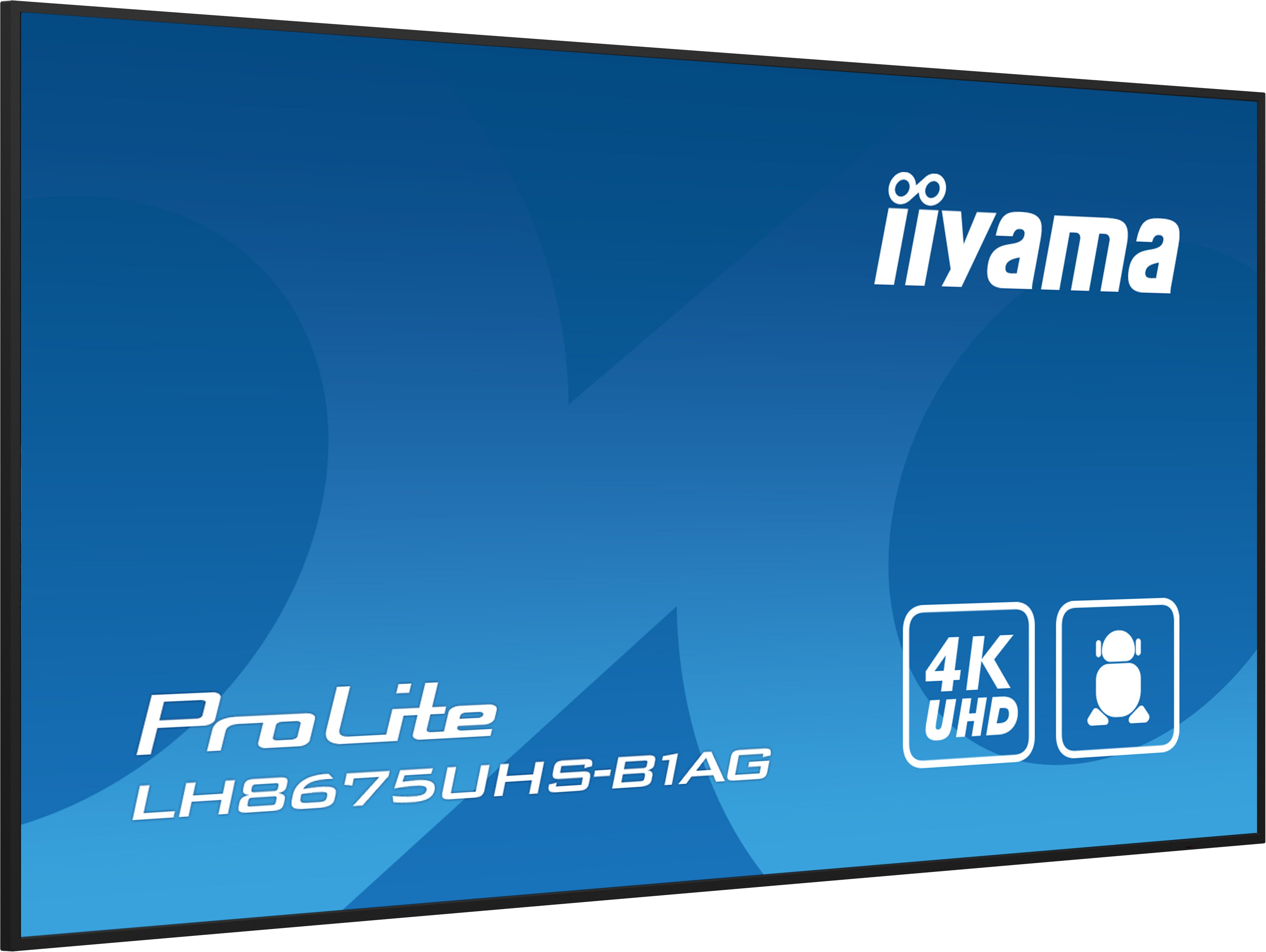 iiyama LH8675UHS-B1AG Signage-Display Digital Signage Flachbildschirm 2,17 m (85.6") LCD WLAN 500 cd/m² 4K Ultra HD Schwarz Eingebauter Prozessor Android 11 24/7 LH8675UHS-B1AG