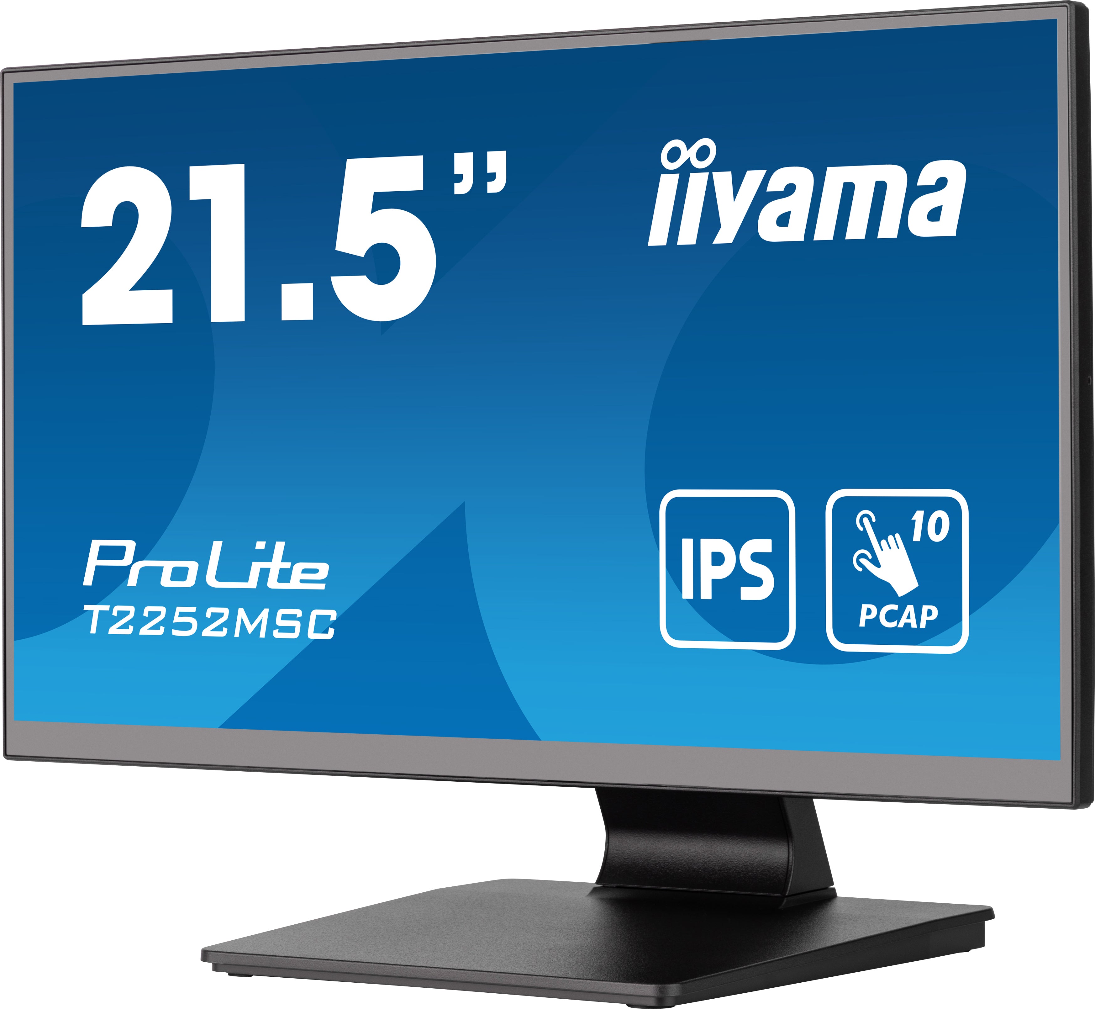 iiyama ProLite 21.5" (54.5 cm) PCAP 10-Punkt Multi-Touch-Monitor mit Edge-to-Edge Glas Design, IPS-Panel-Technologie und Anti-Fingerprint-Beschichtung T2252MSC-B2