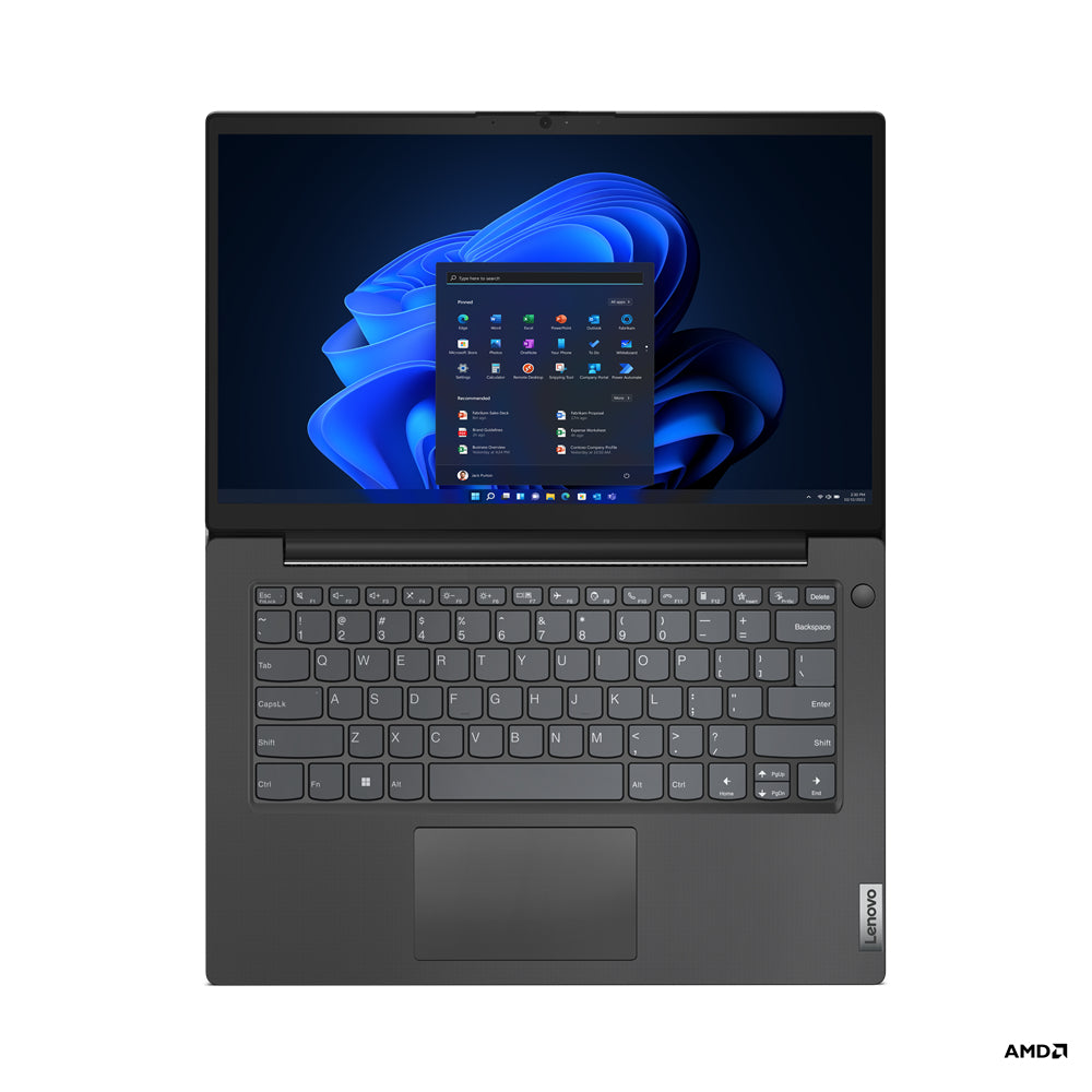 Lenovo V14 G4 AMN AMD Ryzen™ 5 7520U Laptop 35,6 cm (14") Full HD 16 GB LPDDR5-SDRAM 256 GB SSD Wi-Fi 5 (802.11ac) Windows 11 Pro UK Englisch Schwarz