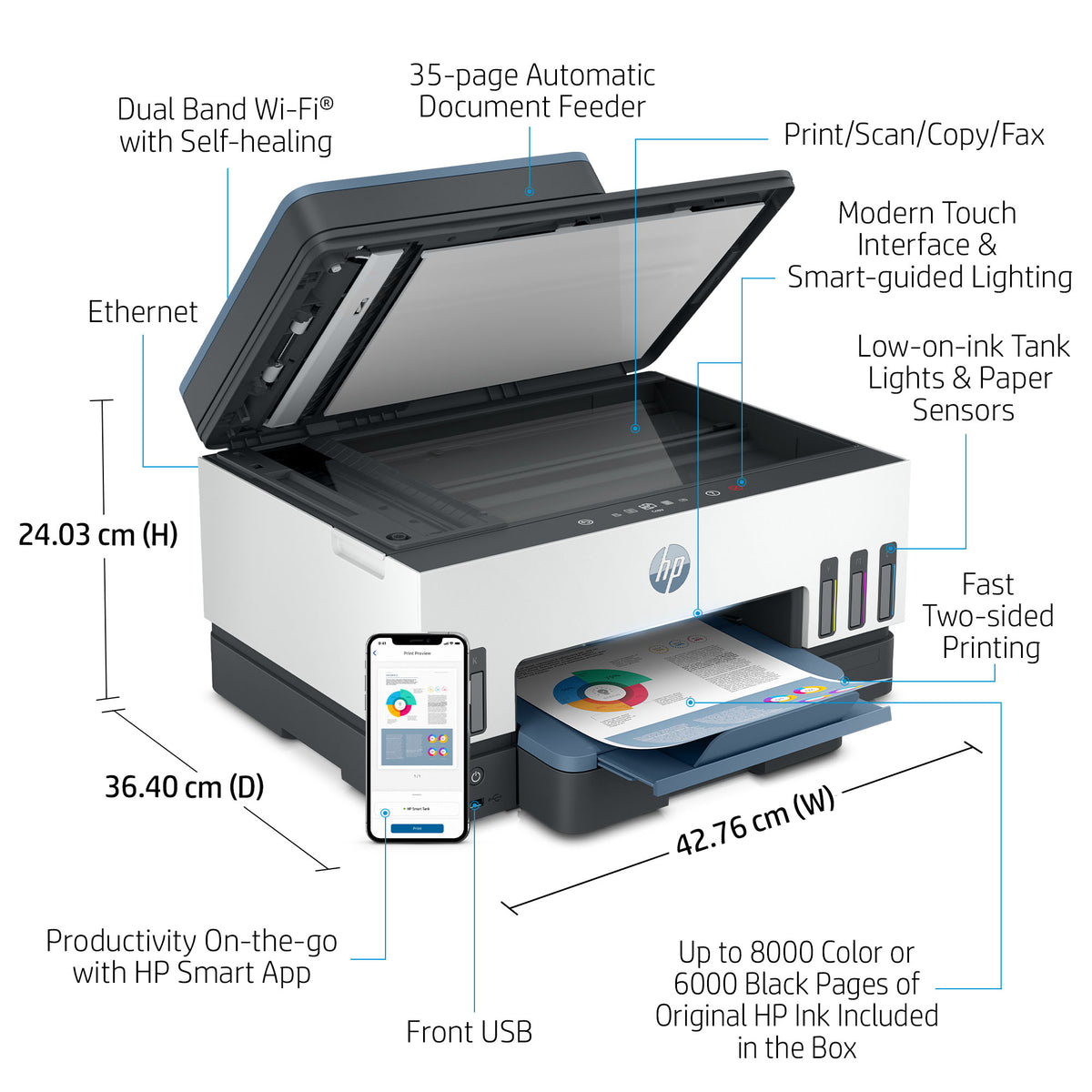 HP Smart Tank 7606 All-in-One Drucker mit Touchscreen und WLAN