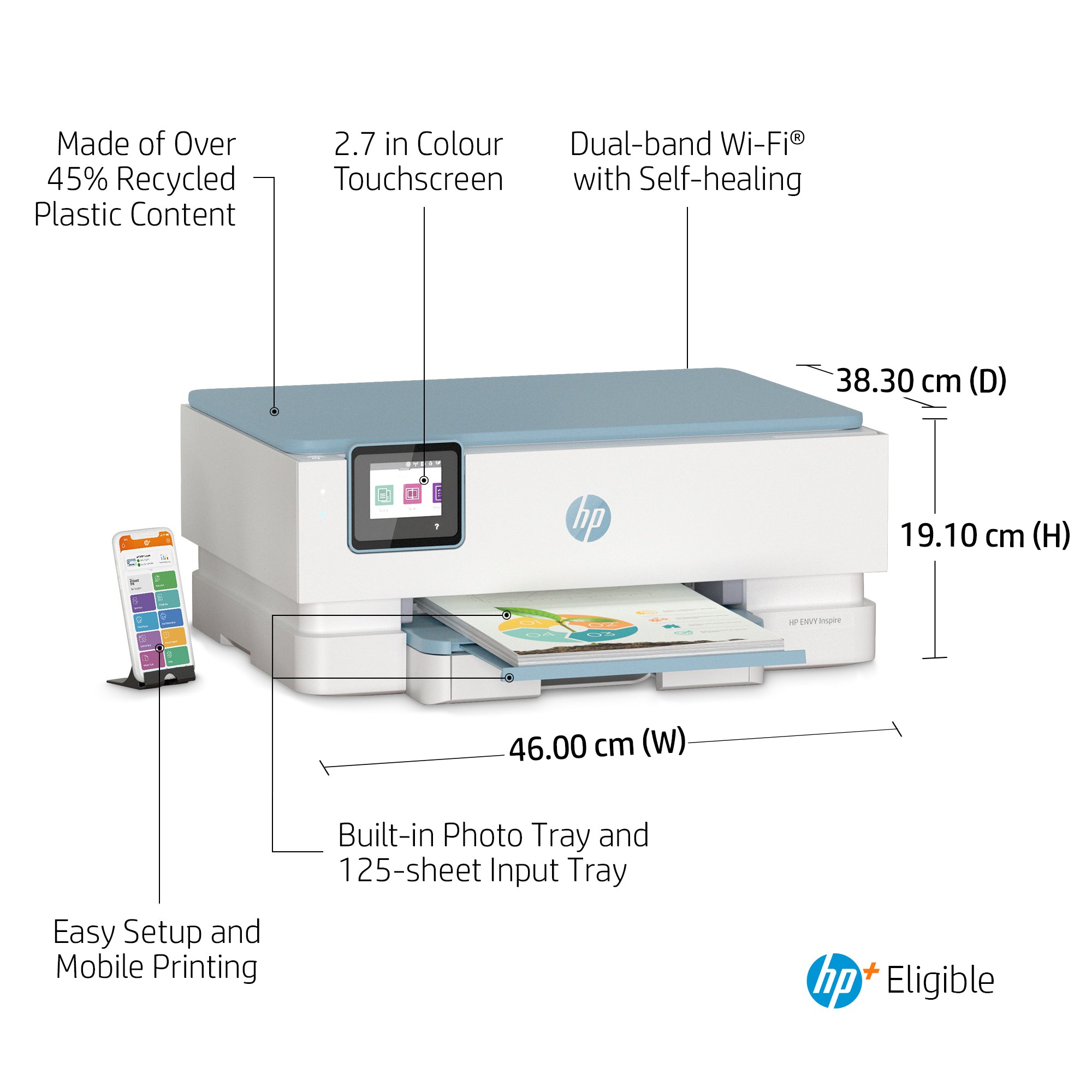 HP ENVY Inspire 7221e Wireless All-in-One Farbe Drucker, Instant Ink; Fotodruck