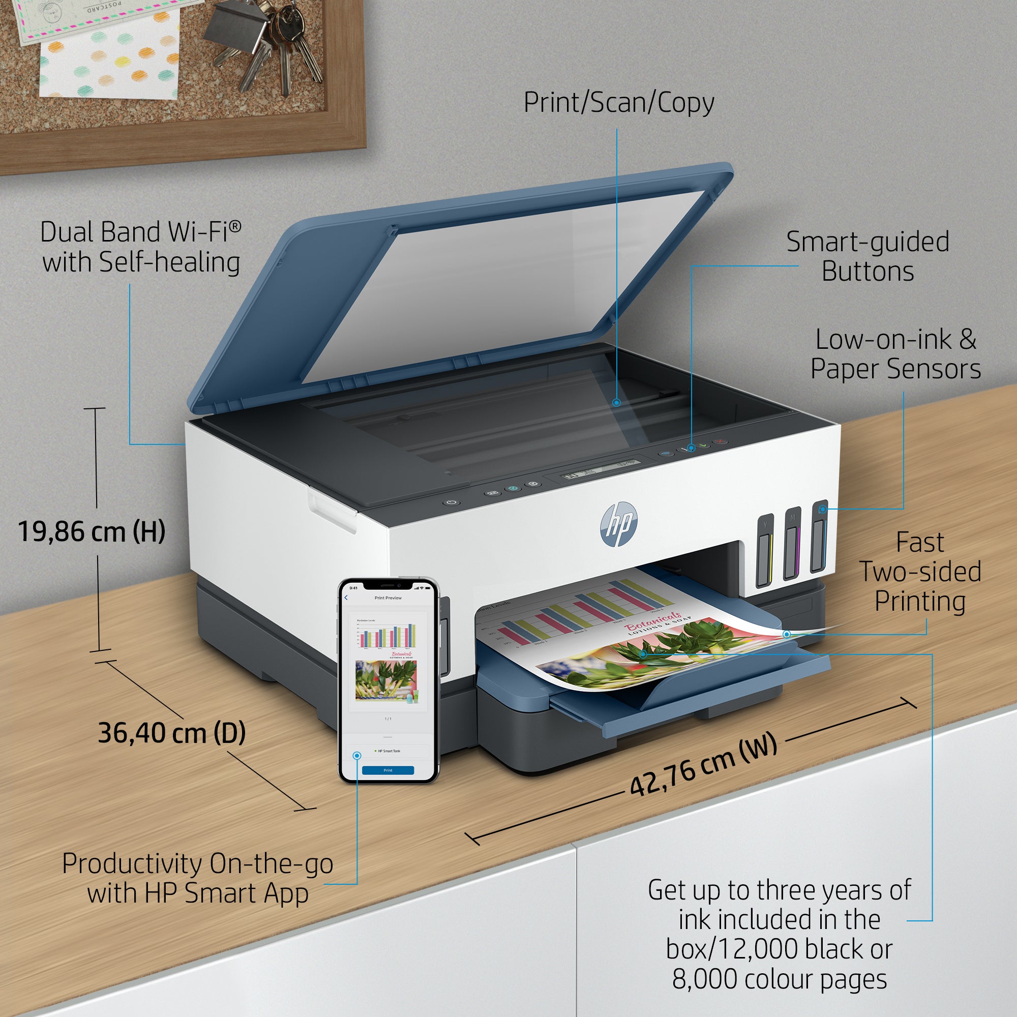 HP Smart Tank 7006 Wireless All-in-One Farbe Drucker, Beidseitiger Druck; Kopierer, Scanner