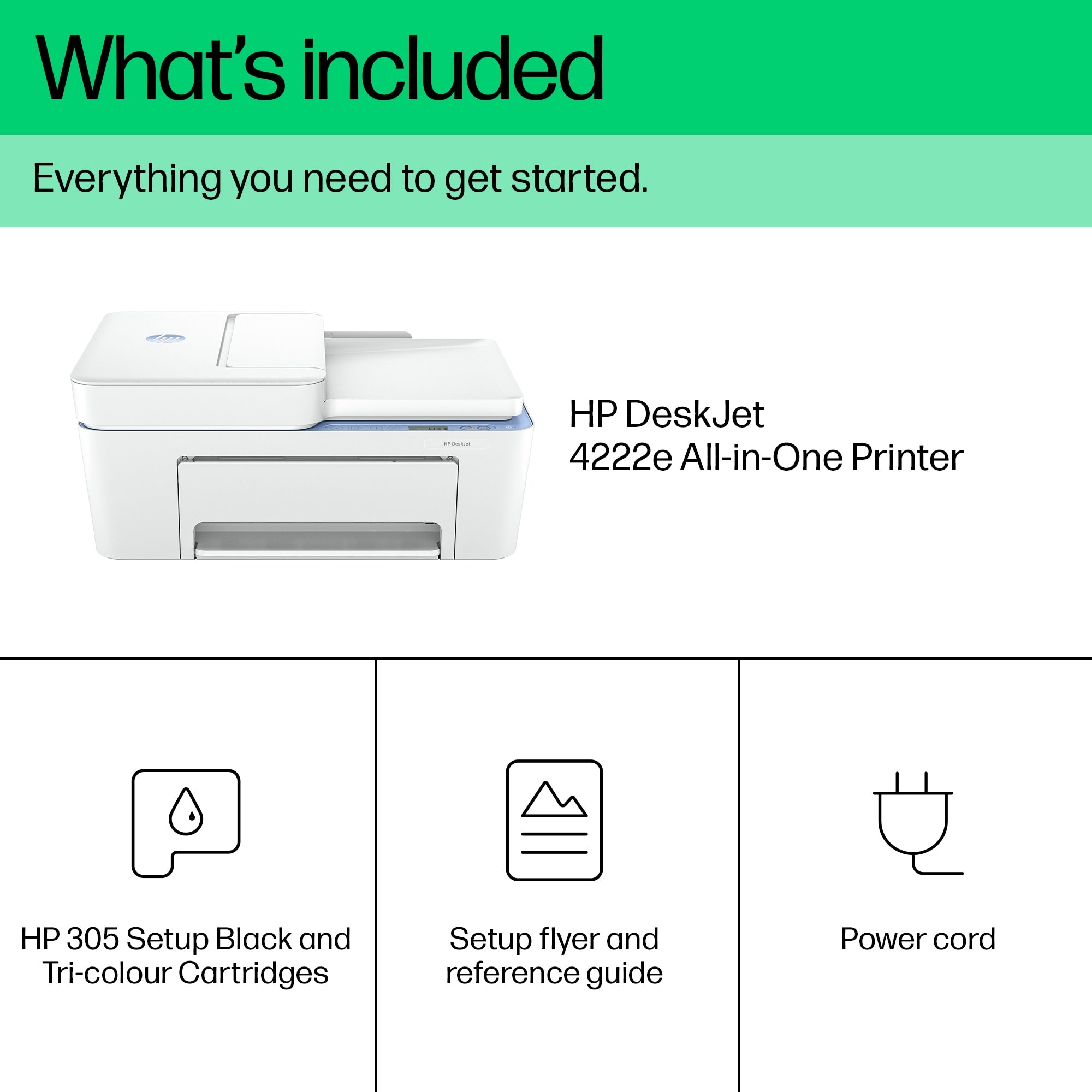 HP DeskJet 4222e Draadloos All-in-One Kleur Printer, Instant Ink; Kopieerapparaat, scanner
