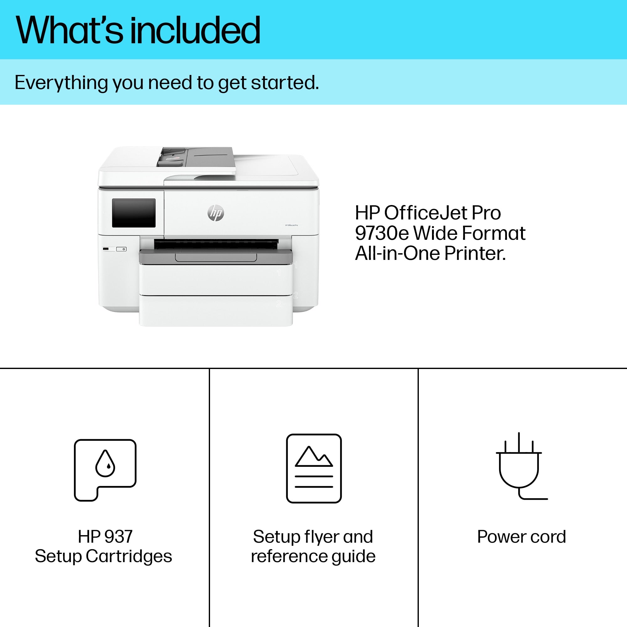HP OfficeJet Pro 9730e Wireless All-in-One Farbe Drucker, Instant Ink; Beidseitiger Druck