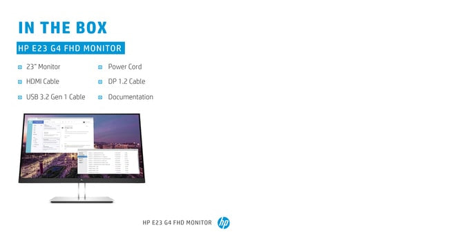 HP E-Serie E23 G4 FHD Monitor Computer Monitor 58,4 cm (23 ") 1920 x 1080 Pixel Full HD LCD Schwarz, Silber