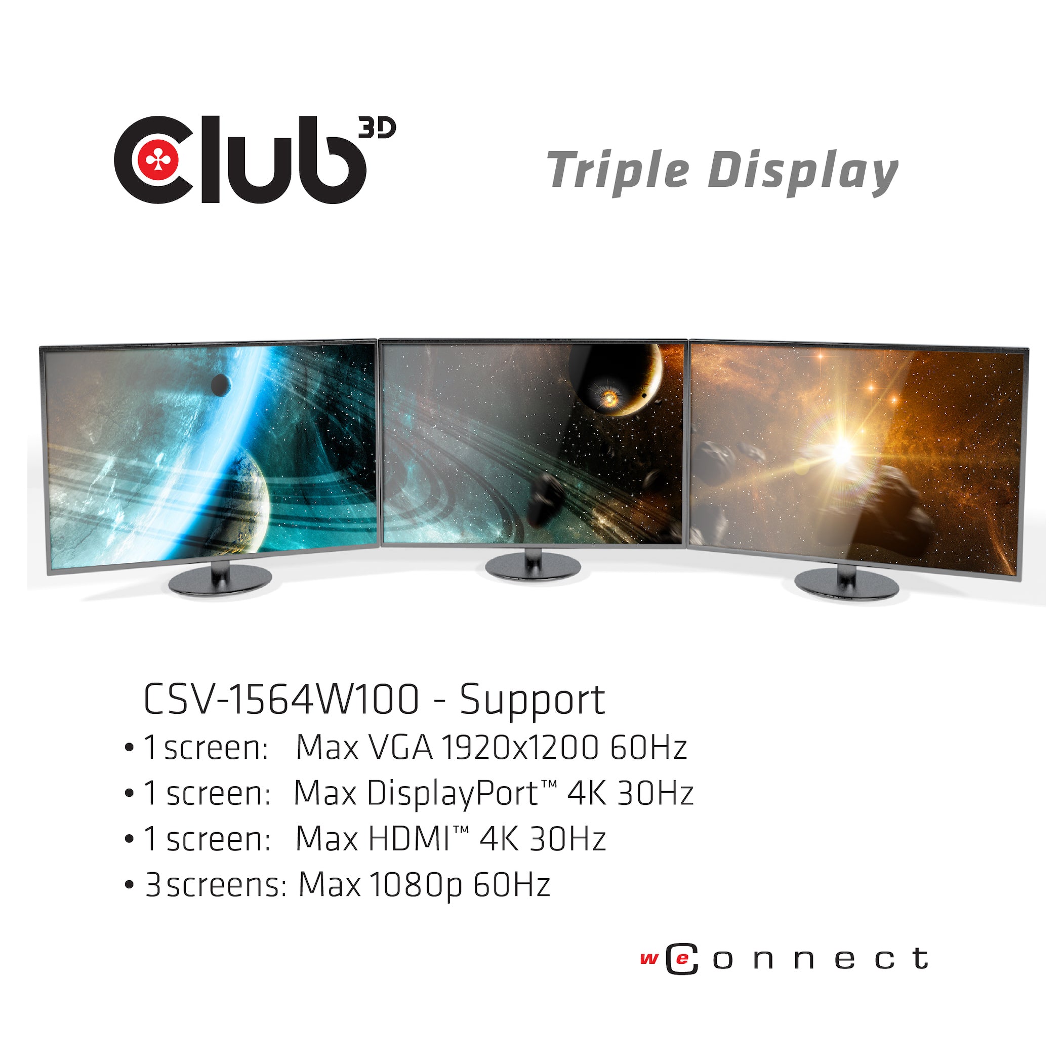 CLUB3D USB Type C 3.2 Gen1 Triple Display Dynamic PD Charging Dock 100W PD Power charger
