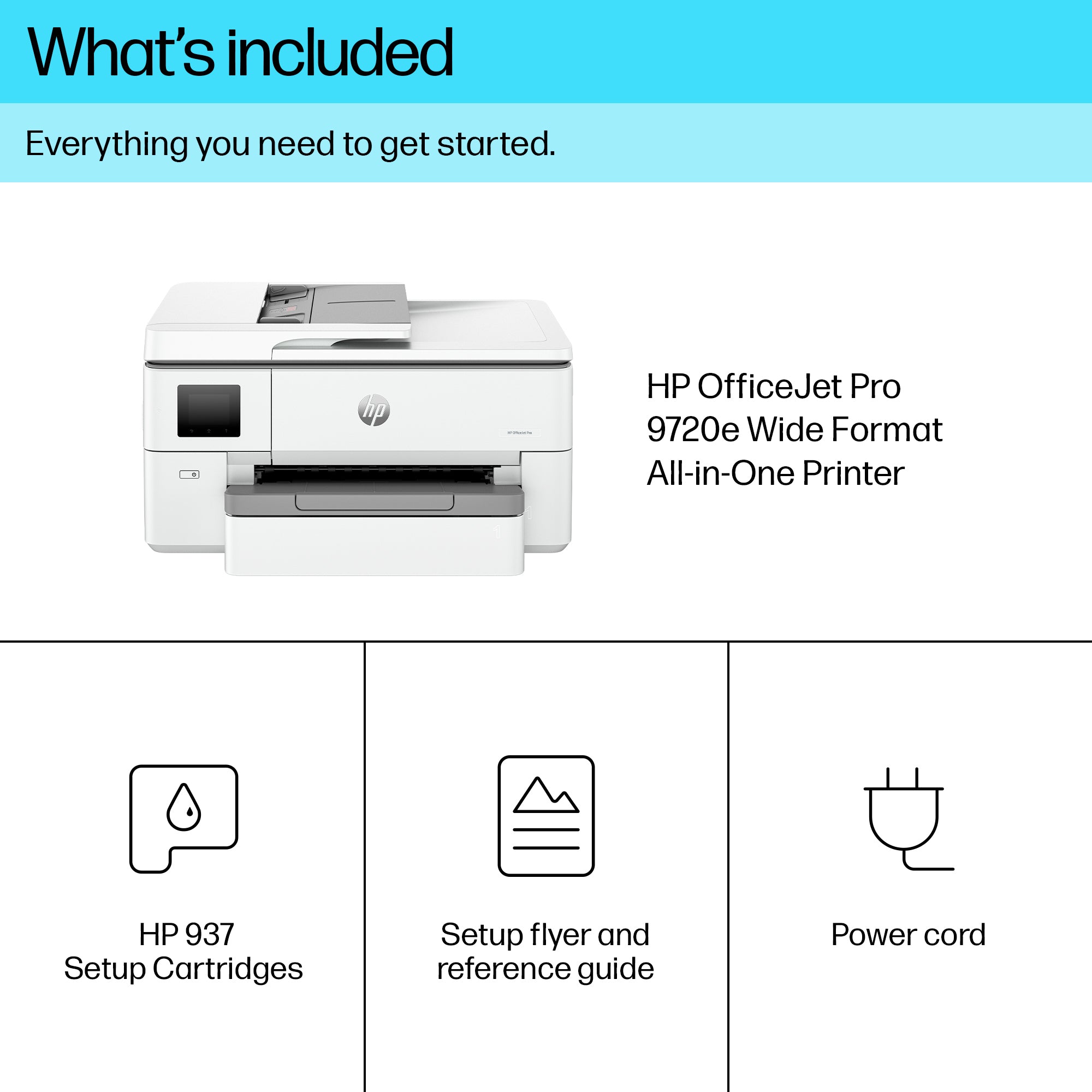 HP OfficeJet Pro 9720e Wireless All-in-One Color Printer, Two-sided printing; Copier, Scanner 53N95B#687
