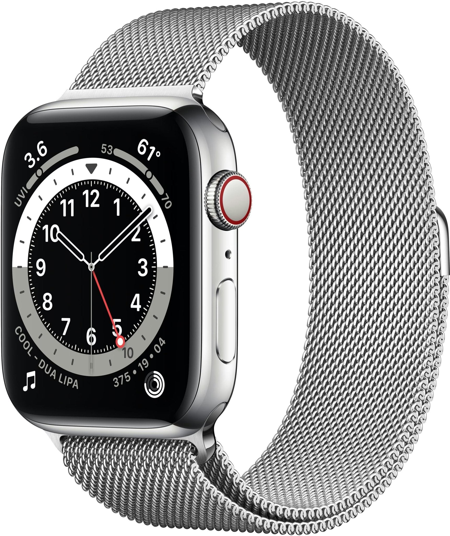 APPLE Horloge Series 6 GPS + Cellular, zilverkleurig staal + Milanese armband, 44 mm M09E3FD/A - Compridis