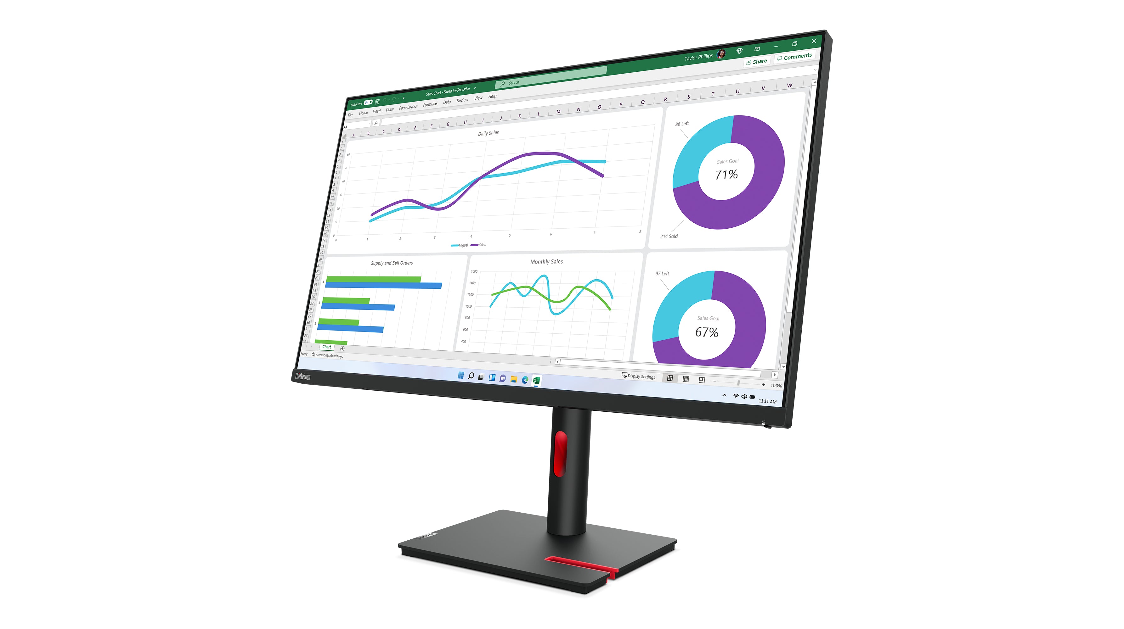 Lenovo ThinkVision T32h-30 LED display 80 cm (31.5") 2560 x 1440 pixels Quad HD Black 63D3GAT1EU