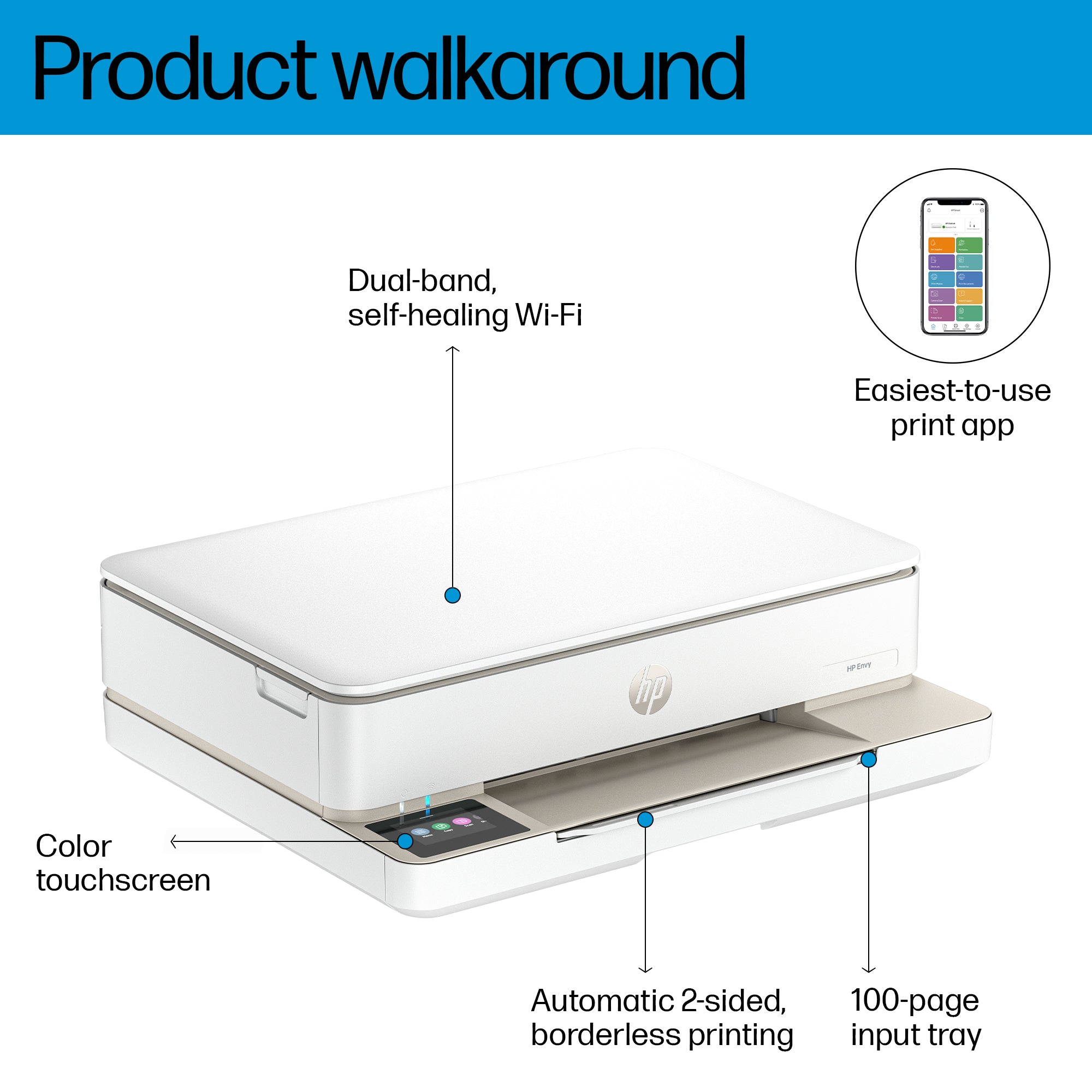 HP ENVY 6120e Wireless All-in-One Farbe Drucker, Instant Ink; Fotodruck