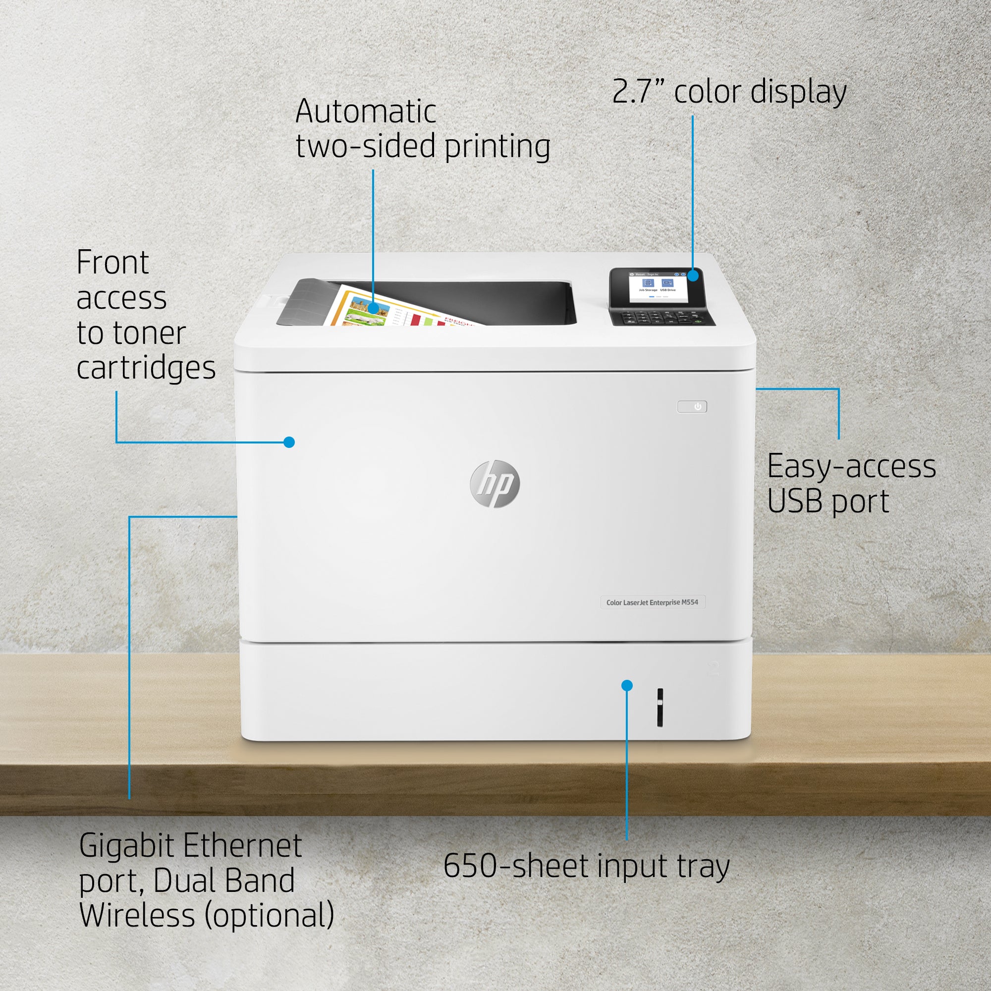 HP Color LaserJet Enterprise LaserJet Enterprise M554dn Farbe Drucker, Nur Ethernet; Duplex