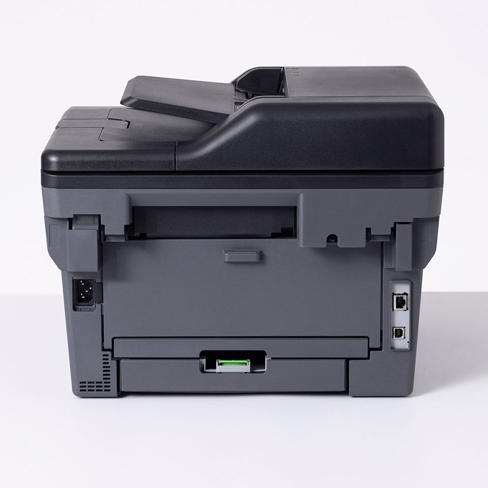 Kompakter A4 Schwarzweiß-Laserdrucker All-in-One mit Duplexdruck und drahtloser Netzwerkverbindung zum schnellen und sicheren Drucken von Dokumenten mit bis zu 34 Seiten pro Minute.