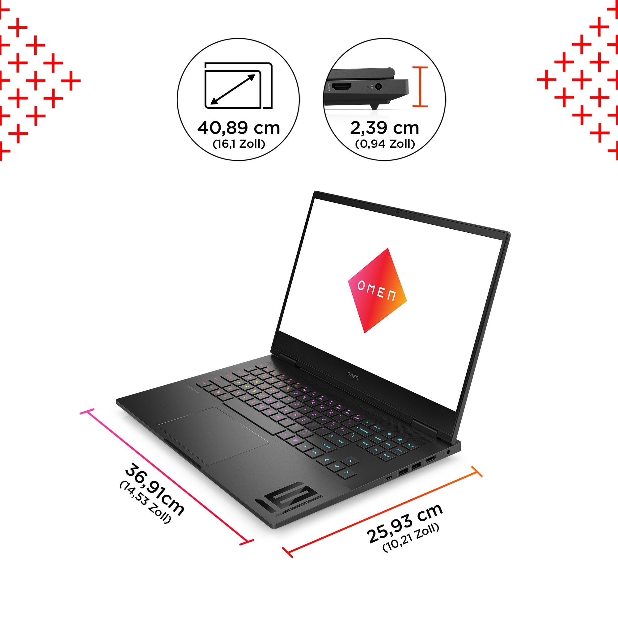 HP Omen 16 R9 - 7940HS RTX 4070/16GB 1TB 16.1" W11H QWERTZ 84S09EAABD - Compridis