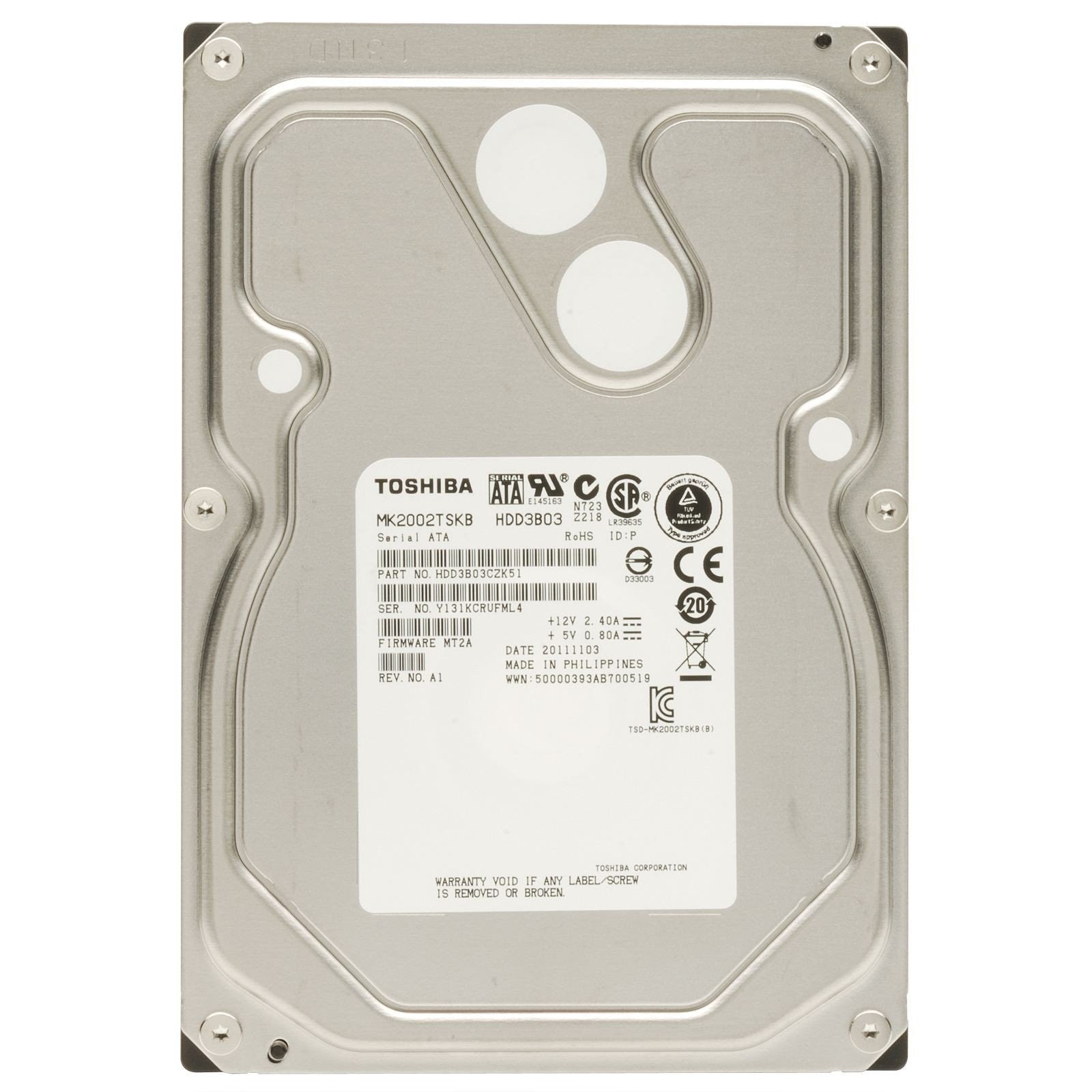 TOSHIBA MK2002TSKB 2 TB HDD3B03CZK51