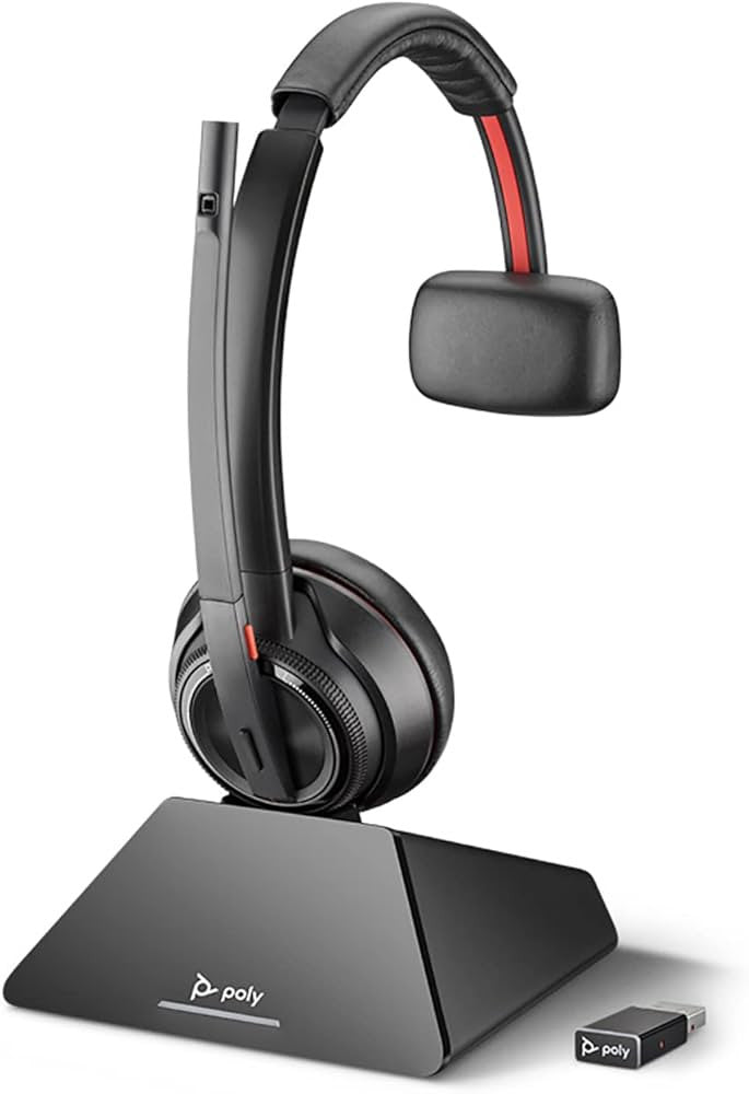 Poly Savi 8210 UC Kopfhörer Kabellos Kopfband Büro/Callcenter Ladestation Schwarz