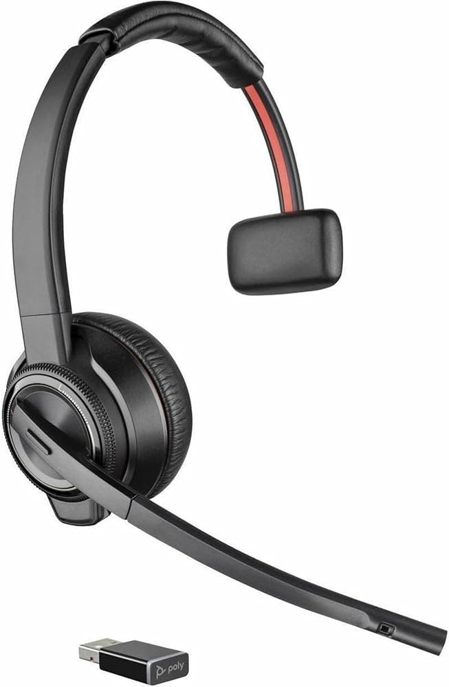 Poly W8210 kabelloses Headset mit Kopfbügel für Büro/Callcenter, Bluetooth-Ladestation, Schwarz 211423 - 03 - Compridis