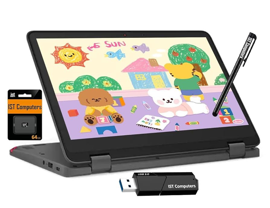Lenovo 300e Yoga Chromebook Gen 4 MediaTek Kompanio 520 29,5 cm (11.6") Touchscreen HD 4 GB LPDDR4x-SDRAM 32 GB eMMC Wi-Fi 6 (802.11ax) ChromeOS Spanisch Grau