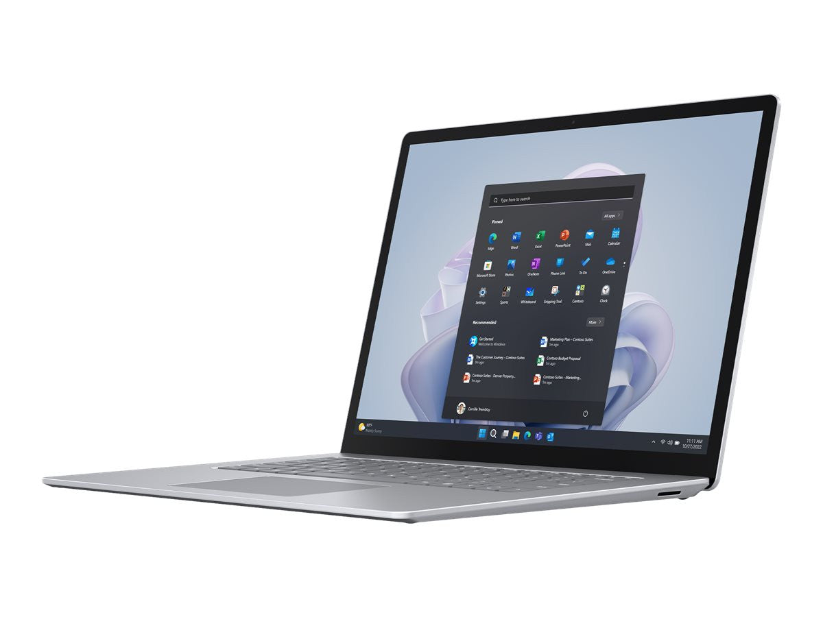 Microsoft Surface Laptop 5 Intel® Core™ i7 i7-1265U 38,1 cm (15") Touchscreen 16 GB LPDDR5x-SDRAM 512 GB SSD Wi-Fi 6 (802.11ax) Windows 11 Pro UK Englisch Platin