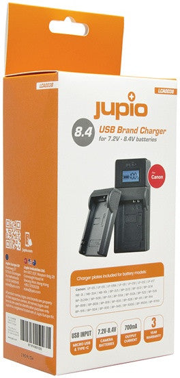Jupio USB Brand Charger for Canon 7.2V-8.4V batteries LCA0038