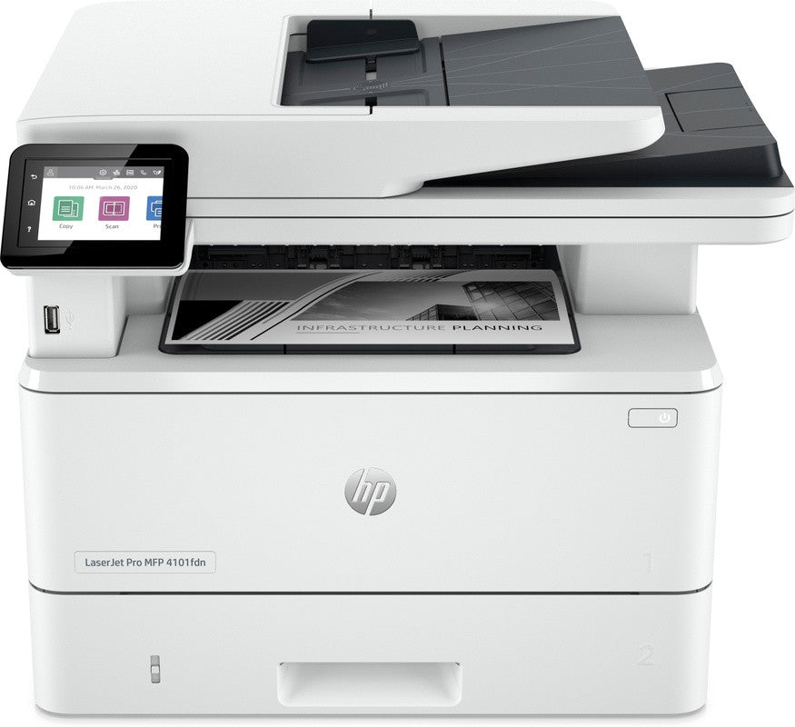 HP LaserJet Pro MFP 4102fdw Drucker, Schwarzweiß, Drucker für Kleine und mittlere Unternehmen, Drucken, Kopieren, Scannen, Faxen, Wireless; Mit Instant Ink kompatibel; Drucken vom Smartphone oder Tablet; Automatischer Vorlageneinzug