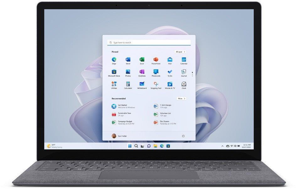Microsoft Surface Laptop 5 Intel® Core™ i5 i5-1235U 34.3 cm (13.5") Touchscreen 8 GB LPDDR5x-SDRAM 256 GB SSD Wi-Fi 6 (802.11ax) Windows 11 Home Platinum QZI-00009