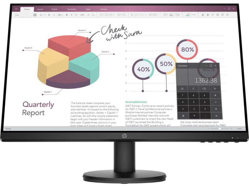 HP P24v G4 Computermonitor 60,5 cm (23.8") 1920 x 1080 Pixel Full HD Schwarz 9TT78AABB - Compridis