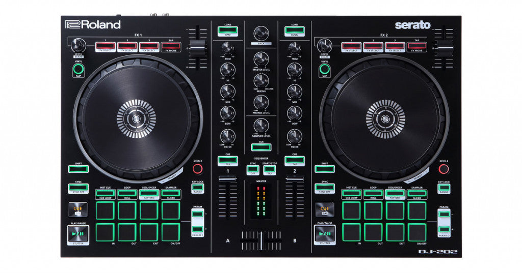 Roland DJ-202 DJ-Controller Digital Vinyl System (DVS) Scratcher 2 Kanäle Schwarz DJ-202