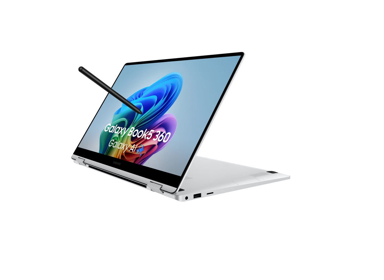 Samsung Galaxy Book5 360 Intel Core Ultra 7 256V Laptop 39,6 cm (15.6") Touchscreen Full HD 16 GB LPDDR5x-SDRAM 512 GB SSD Wi-Fi 7 (802.11be) Windows 11 Home Silber NP750QHA-KB1BE