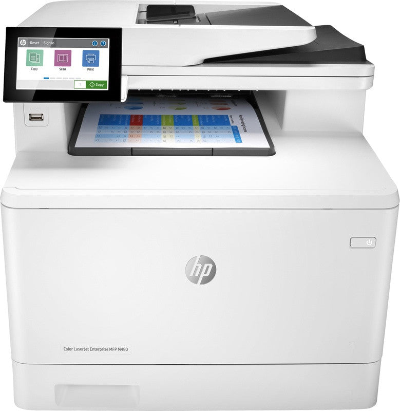 HP Color LaserJet Enterprise MFP M480f, Farbe, Drucker für Kleine & mittelständische Unternehmen, Drucken, Kopieren, Scannen, Faxen, Kompakte Größe; Hohe Sicherheit; Beidseitiger Druck; ADF für 50 Blatt; Energieeffizient