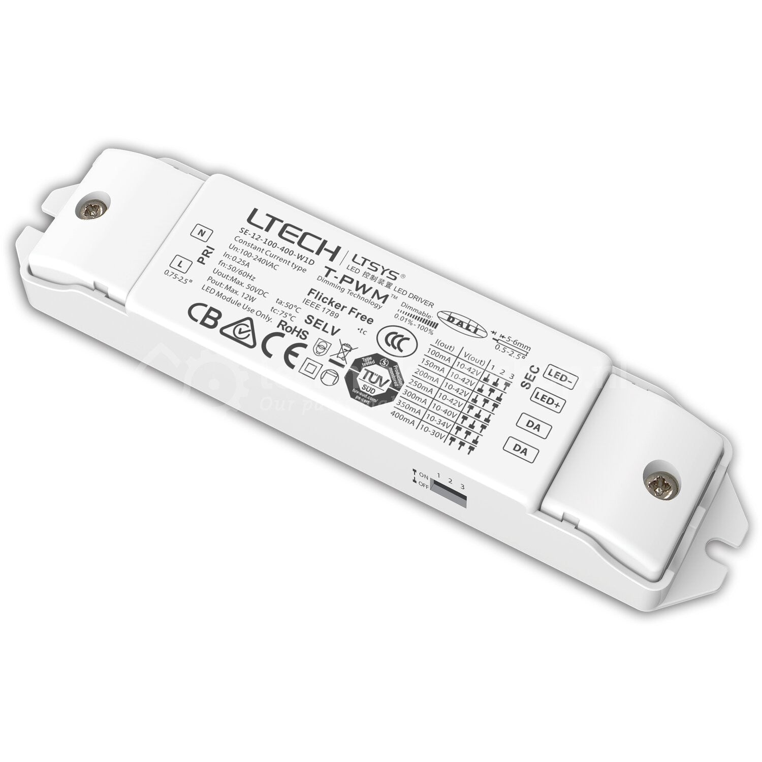 LTech LED - DALI-Treiber 100 - 400 mA 12 W SE - 12 - 100 - 400 - W1D 10404413 - Compridis