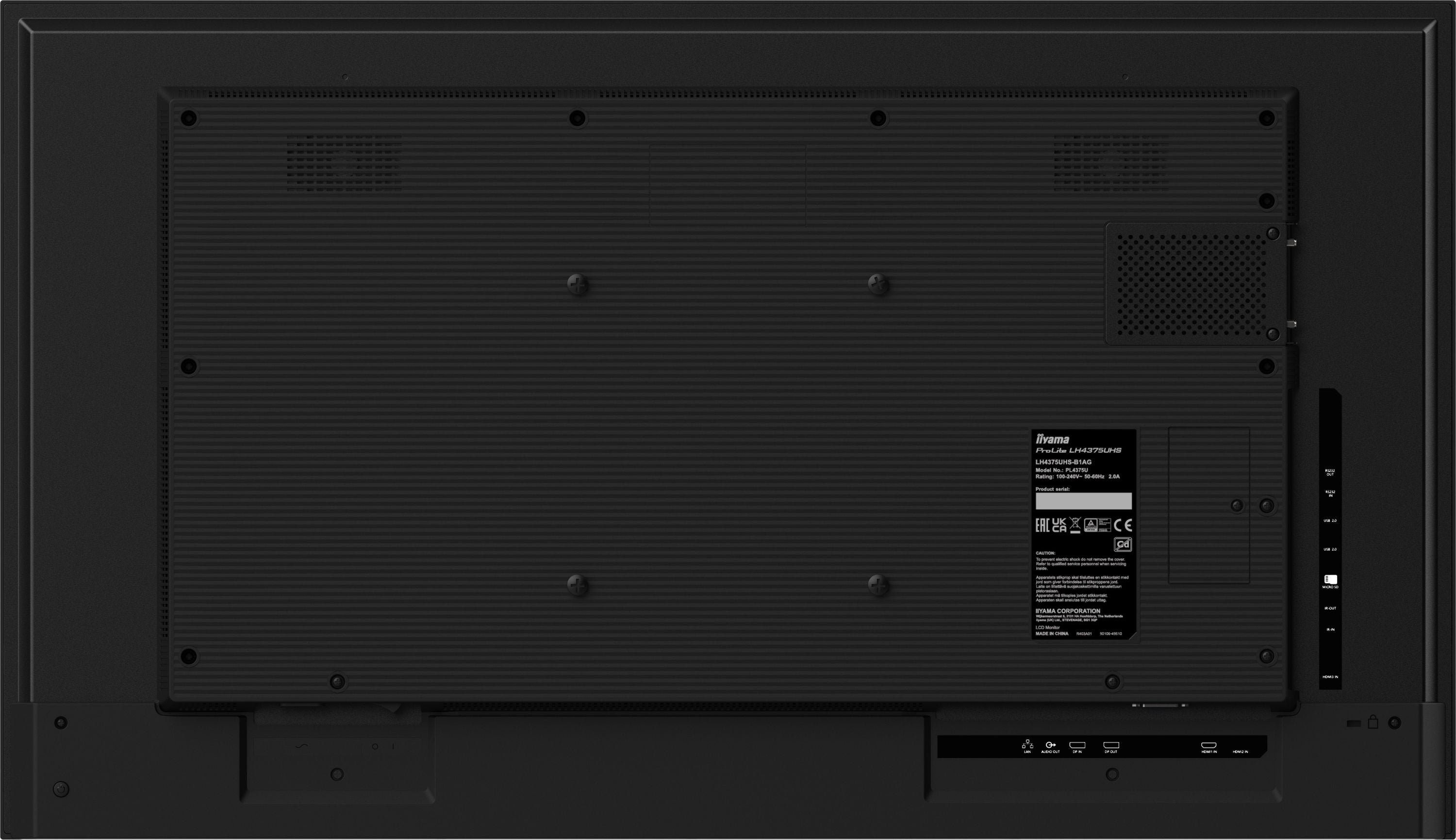 iiyama Ein 42.5" (108 cm) professionelles Digital Signage Display mit 4K UHD-Auflösung, 24/7 Betriebszeit, Android OS, FailOver-Funktion und einem Intel® SDM-Slot