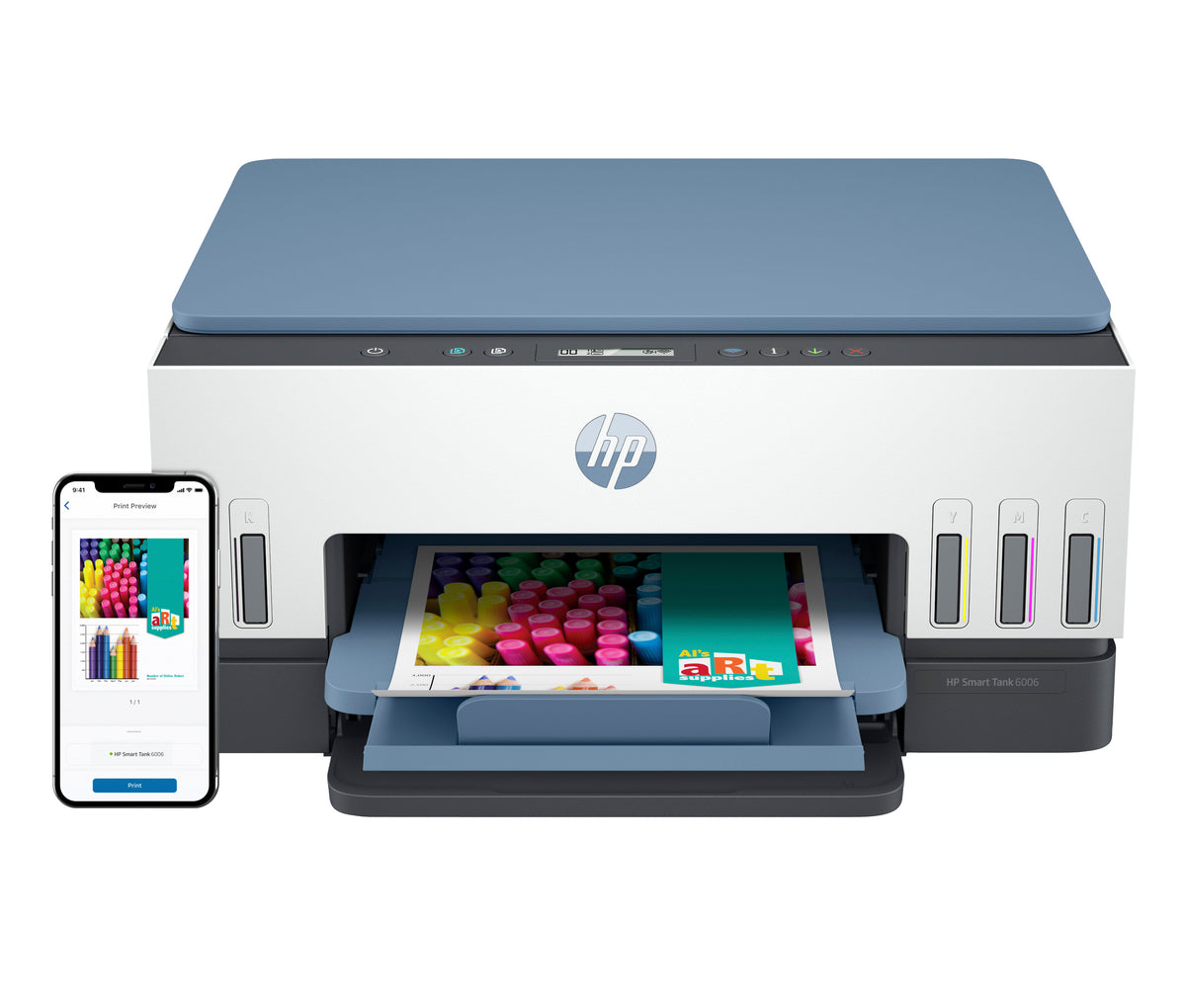 HP Smart Tank 6006 All-in-One Drucker – 12 S./Min SW & 7 S./Min Farbe – Weiß