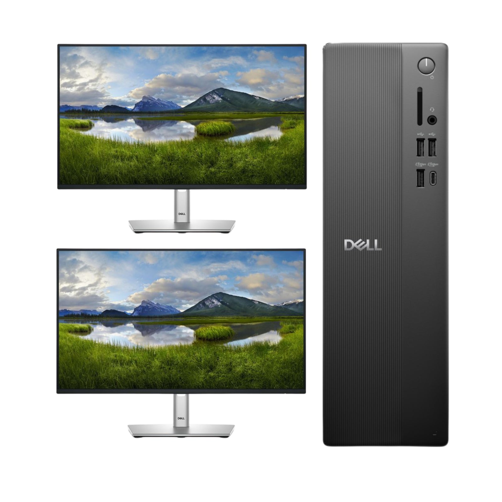 DELL Slim ECS1250 mit Dual DELL 24" Monitor Bundle